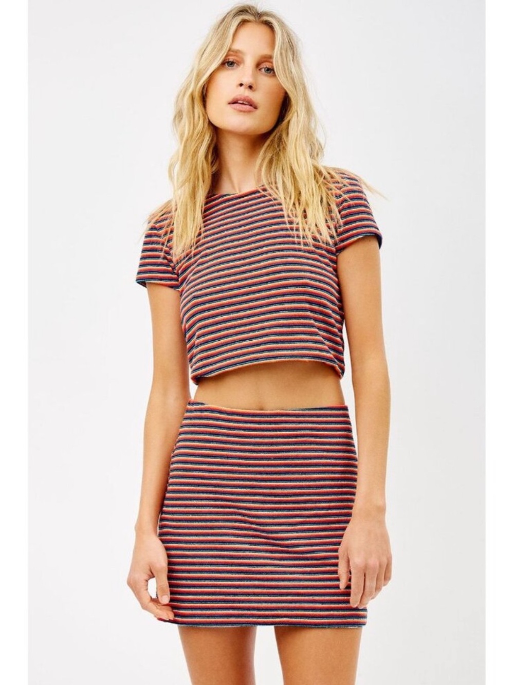 Frankie’s Bikinis Terry Cloth Tee Sunset Stripe Top Size Medium